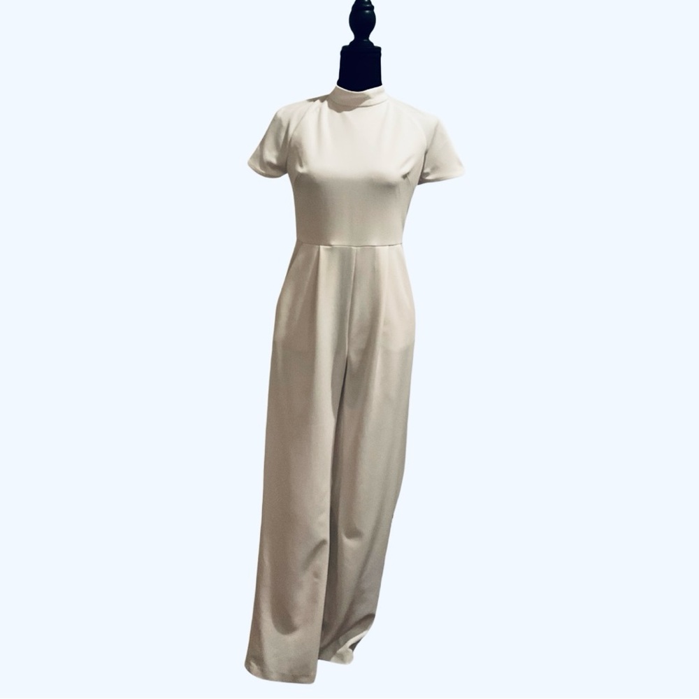 Calvin Klein White High-Neck Cape Back Jumpsuit - Size 4